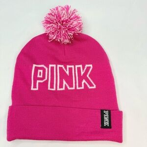 Pink Knit Beanie with Pom Pom